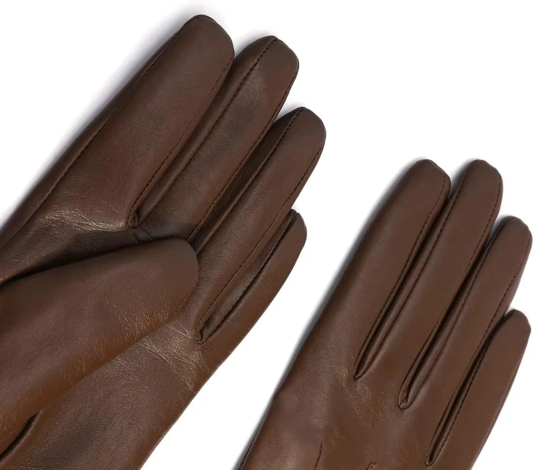 Harssidanzar Womens Winter Warm Cashmere Lining Touchscreen Texting Warm Driving Lambskin Leather Gloves GL017
