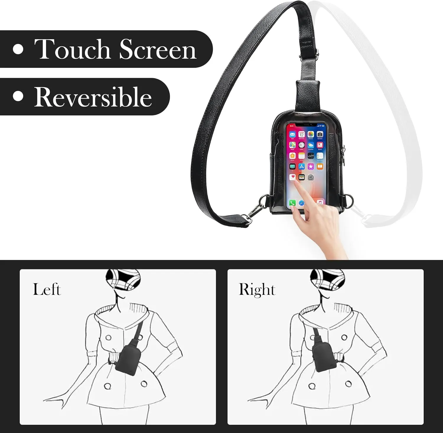 Haytijoe Touchscreen Sling Bag for Women Travel Crossbody Cell Phone Purse Anti Theft Cross Body Bag for Woman