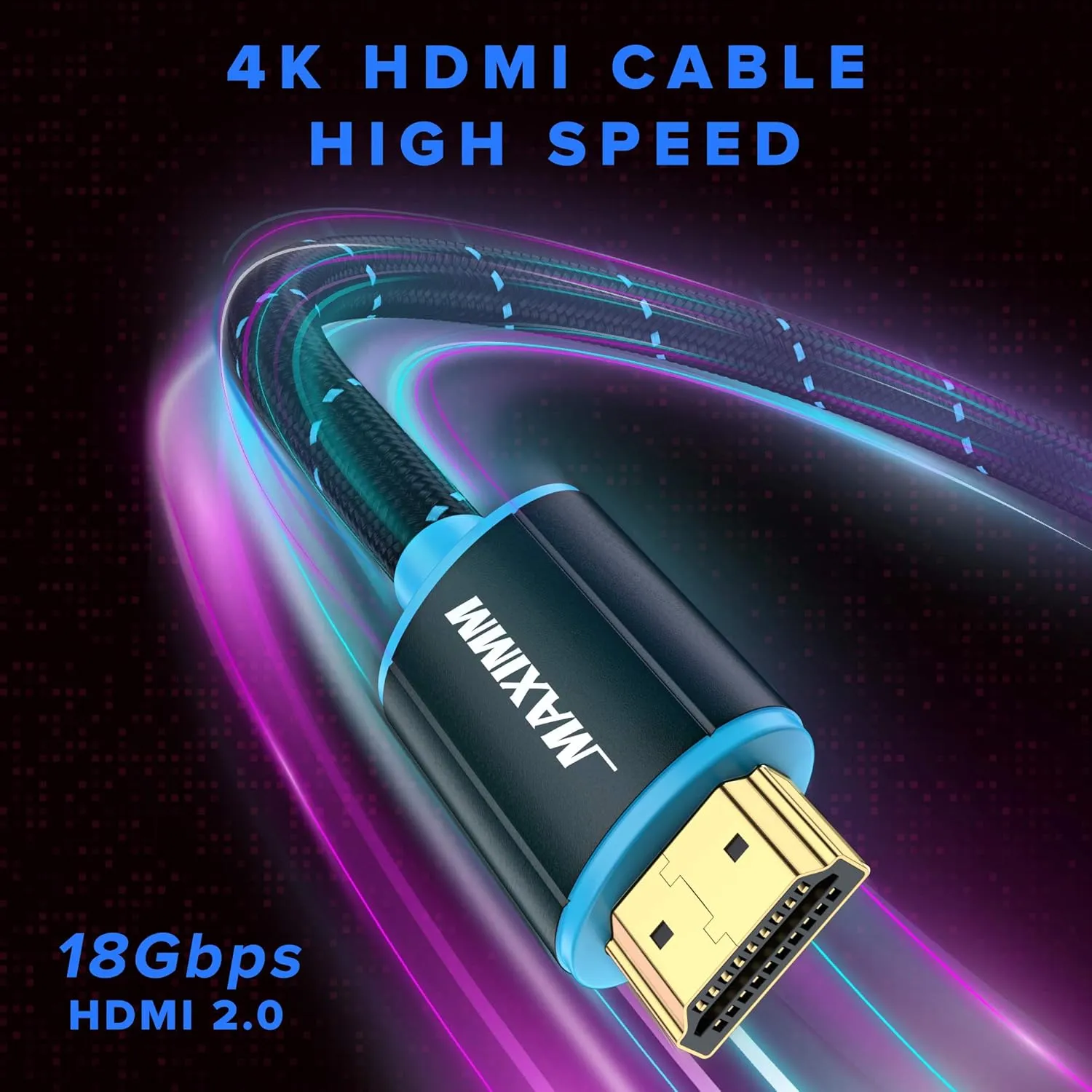 HDMI Cable 4K Ultra HD 3 Foot (10 Pack) Nylon Braided HDMI 2.0 Cable, High Speed 18Gbps 4K60Hz HDR, 3D, 2160p, 1080p, HDCP 2.2, ARC, HDMI Cables for Monitors, HDTV