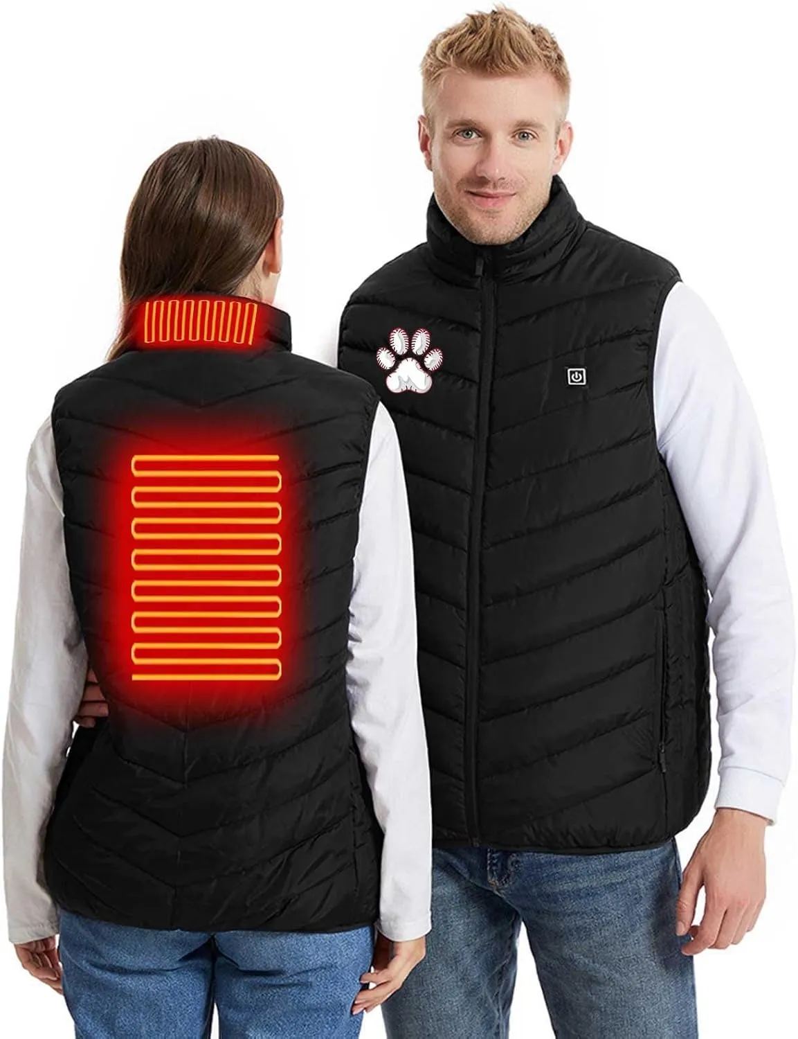 Heated Jacket For Women And Men Print Coat With 2 Heating Zones Controlled Temperature Thickened Unisex Heated Vests