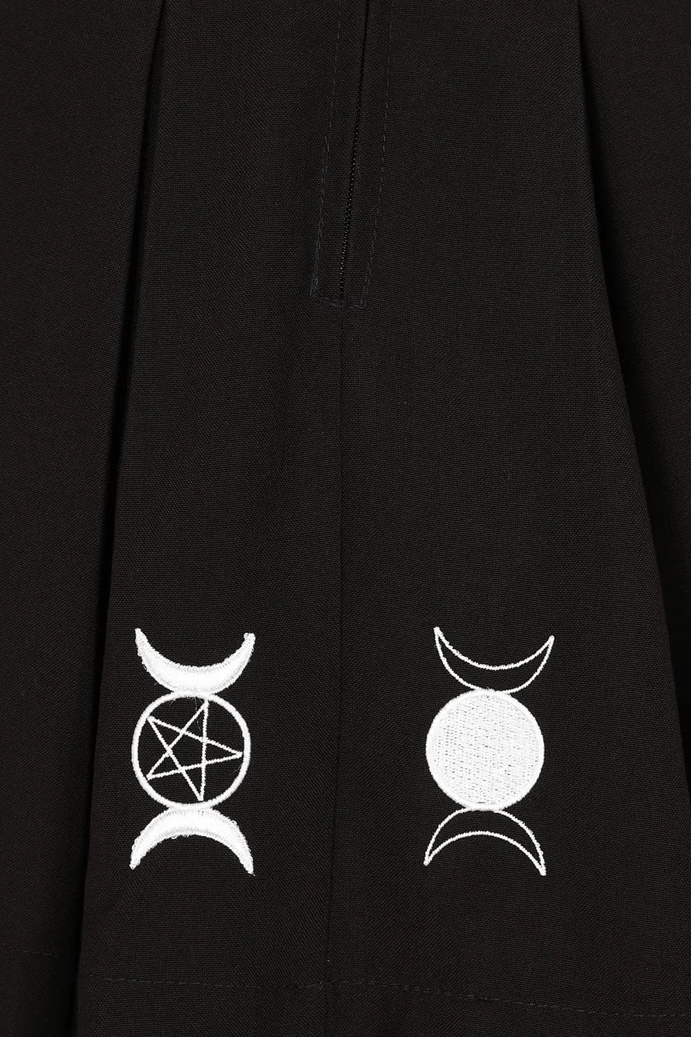 Hell Bunny Dawn Witchy Kitty Sun Moon and Stars Wicca Mini Skirt