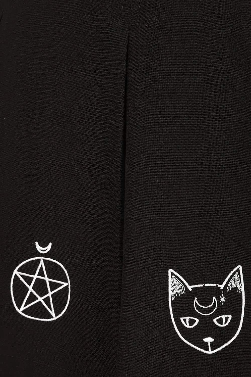 Hell Bunny Dawn Witchy Kitty Sun Moon and Stars Wicca Mini Skirt