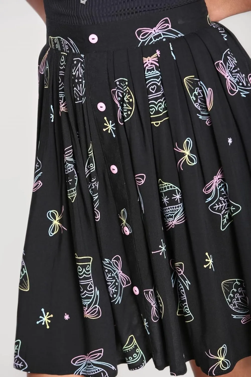 Hell Bunny Merry & Bright Pinup Retro 1950s Flare Mini Skirt