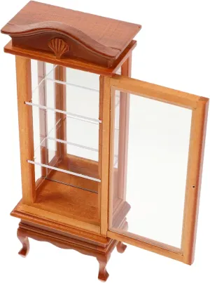 HEMOTON 12 Scale Dollhouse Miniature Wooden Cabinet DIY Dollhouse Room Furniture Accessory Curved Top Single Door Design Ideal for Dollhouse Kitchen or Living Room