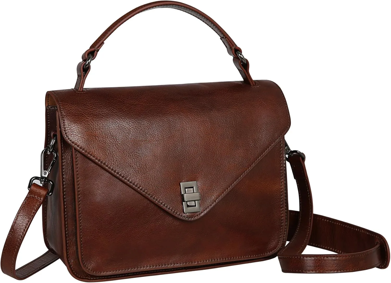 HESHE Crossbody Bags for Women Leather Purses and Handbags Vintage Fashion Shoulder Bag with Multi Compartments