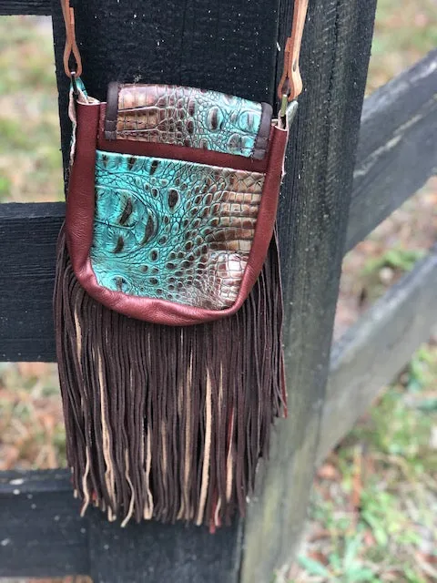 Hide Junkie Jamie Croc Turquoise Handbag