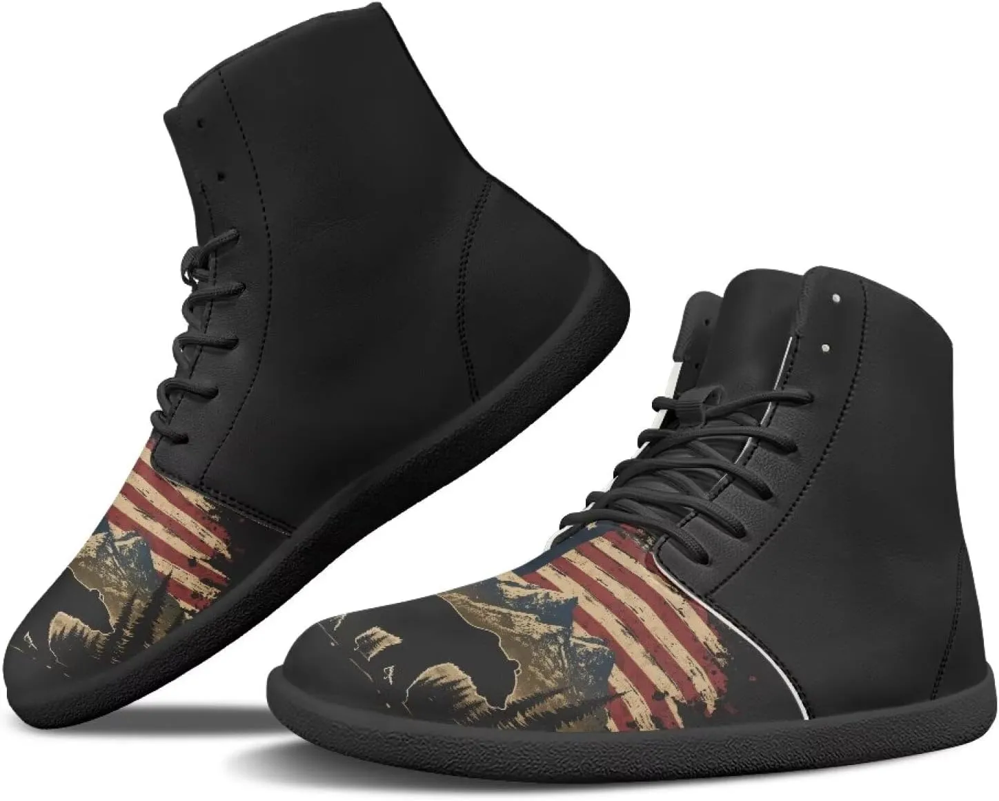 High Top Sneakers for Women Canvas Shoes Comfortable Flat Sneakers Casual Lace Up High Top PU Leather