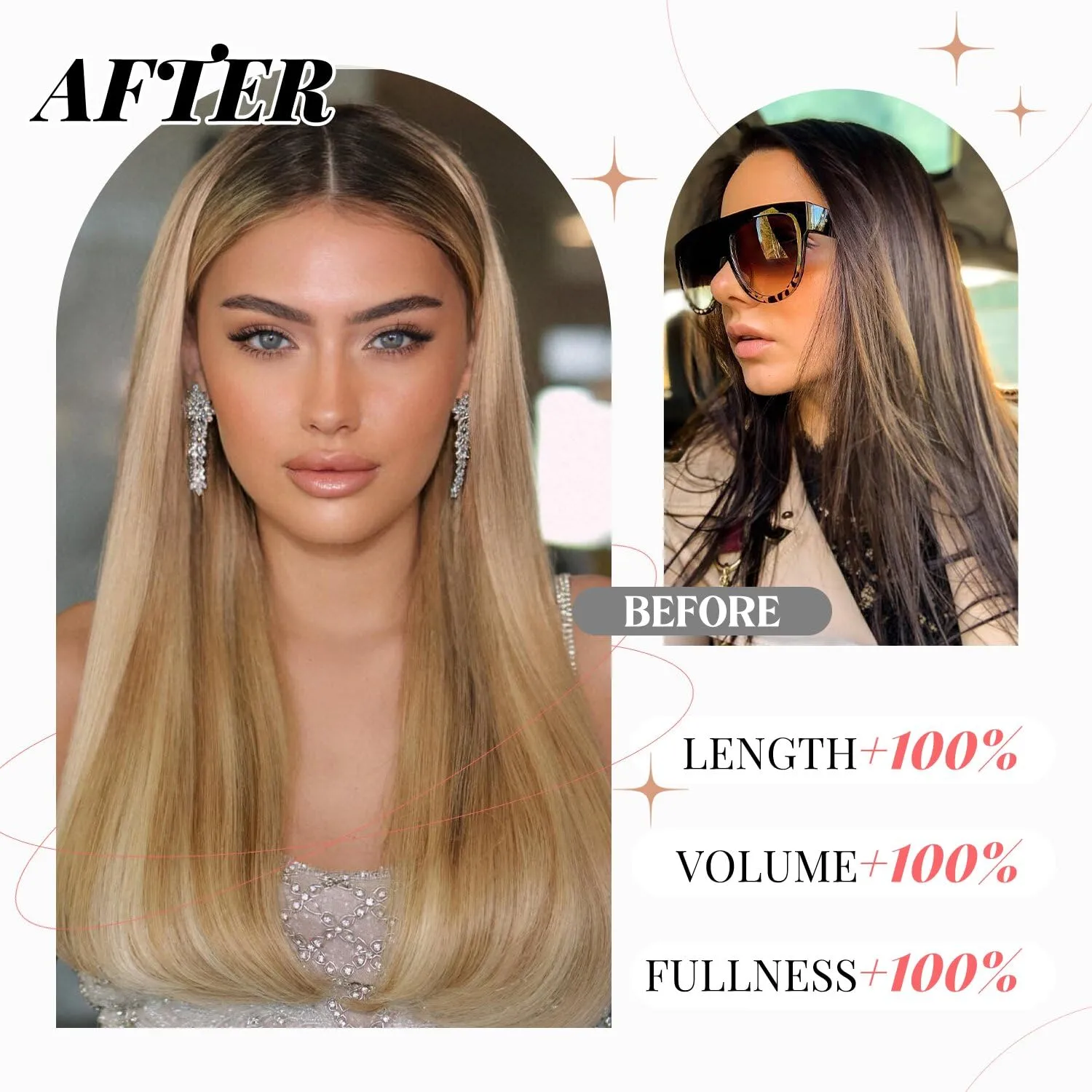 Highlight Clip in Hair Extensions Real Human Hair Straight 22 Inch Light Brown Mixed Bleach Blonde 7pcs 120g Clip ins Extensions Brazilian Remy Human Hair 16 Clips Double Weft Human Hair For Women