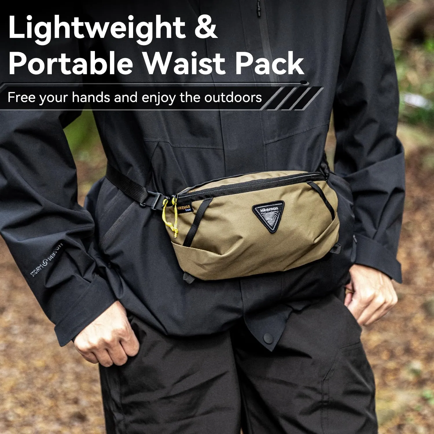 HIKEMAN Crossbody Fanny Pack for Men Hiking Waist Packs Multifunctional Outddoor Chest Bag Attached to Any Backpack Carry Fanny Pack for Walking Traveling Casual Cycling Running Hiking (Black)