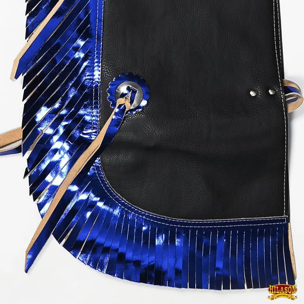 HILASON Pro Rodeo Bull Riding Chaps Faux Leather Youth Green Olive Green Base | Bull Riding Chaps | Western Chaps Leather | Western Chaps | Cowboy Chaps for Men | Leather Riding Chaps Women