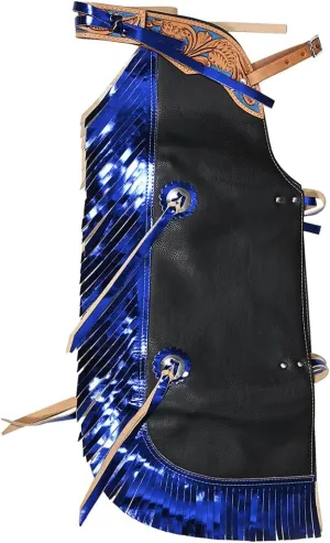 HILASON Pro Rodeo Bull Riding Chaps Faux Leather Youth Green Olive Green Base | Bull Riding Chaps | Western Chaps Leather | Western Chaps | Cowboy Chaps for Men | Leather Riding Chaps Women