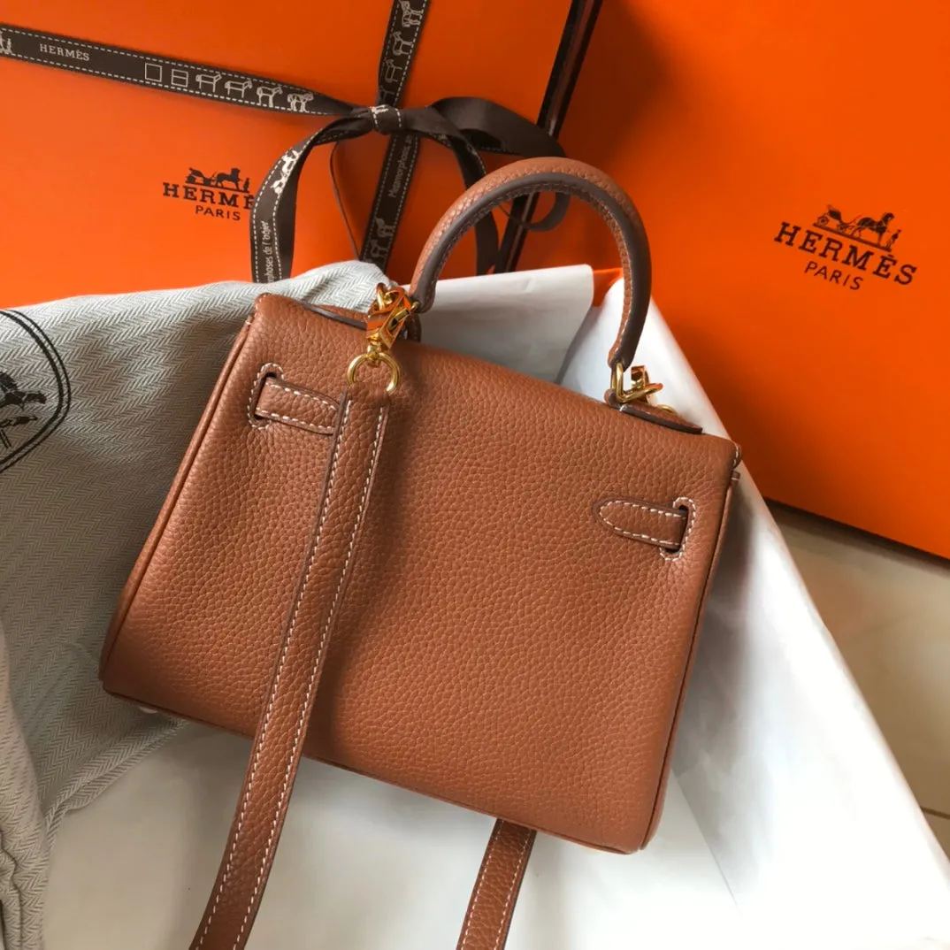 HM Mini Kelly 20cm Gold Togo Leather Gold Hardware