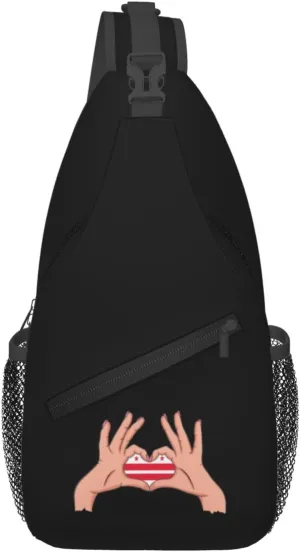 Holding A Heart Flag Of The District Of Columbia Crossbody Bags For Women Men Chest Backpack Gym Shoulder Bag Travel Outdoor Sports Casual Crossbody Bags