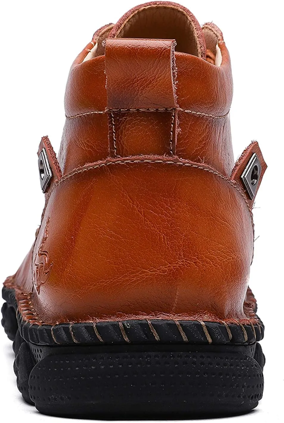 Honeystore Men's Lace-up Booties British Boots High-top Leather Motorcycle Shoes