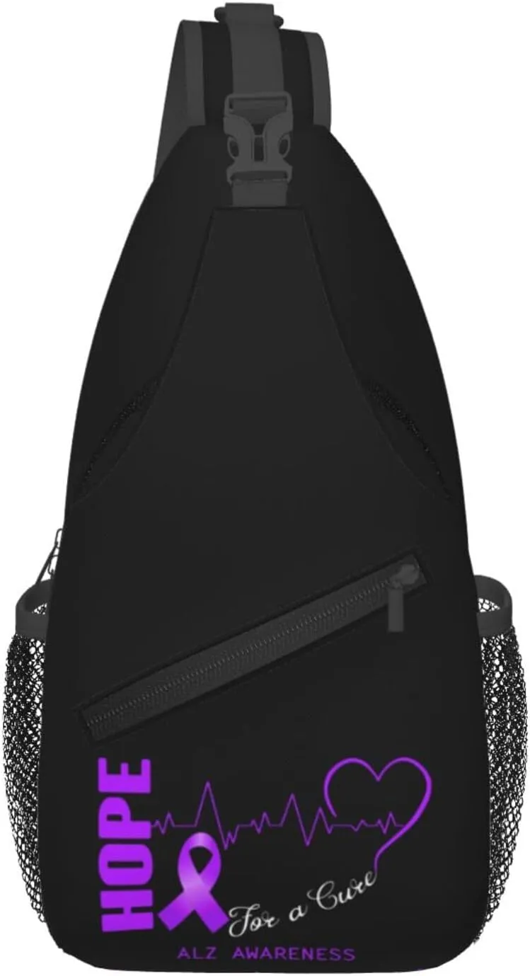 Hope For A Cure Alz Awareness Crossbody Bags For Women Men Chest Backpack Gym Shoulder Bag Travel Outdoor Sports Casual Crossbody Bags