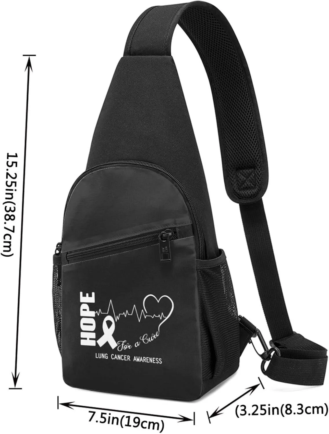 Hope for A Cure Lung Cancer Awareness Chest Pack Leisure Shoulder Crossbody Chest Bag