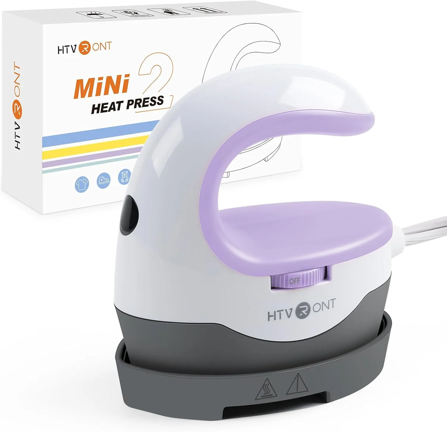 HTVRONT Heat Press Mini Heat Press Machine, Small Heat Press Portable Iron Press Machine for T Shirts, Hats, Heating Transfer Projects (Purple)