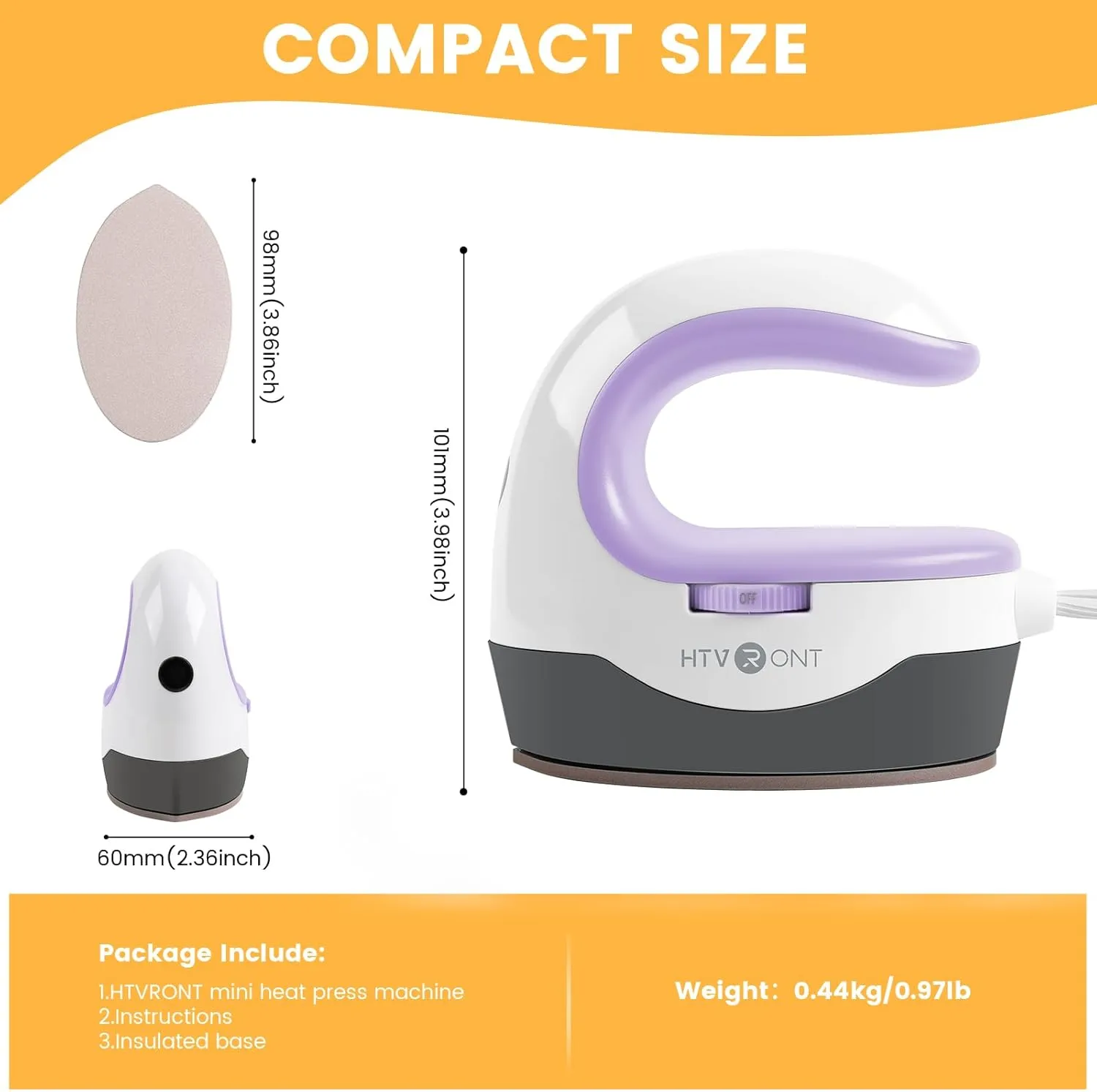HTVRONT Heat Press Mini Heat Press Machine, Small Heat Press Portable Iron Press Machine for T Shirts, Hats, Heating Transfer Projects (Purple)