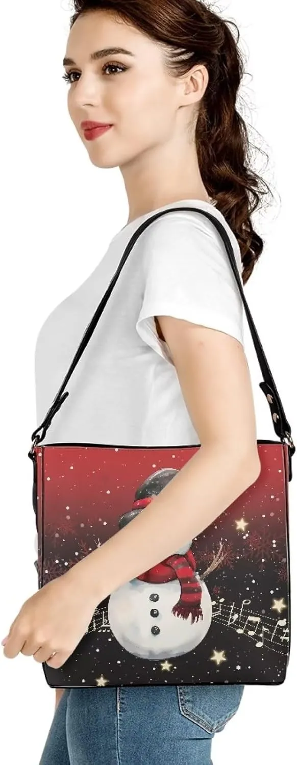 HUGS IDEA Boho Bags for Women Leather Handbag Shoulder Bucket Crossbody Purse