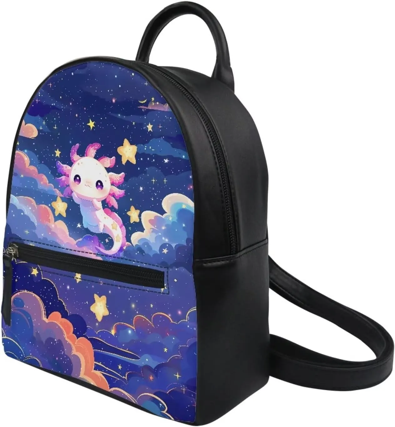 HUGS IDEA Cute Cartoon Axolotl Print Womens Mini Backpack Purse Teens Girls School Travel Shoulder Purse Bagpack Bags