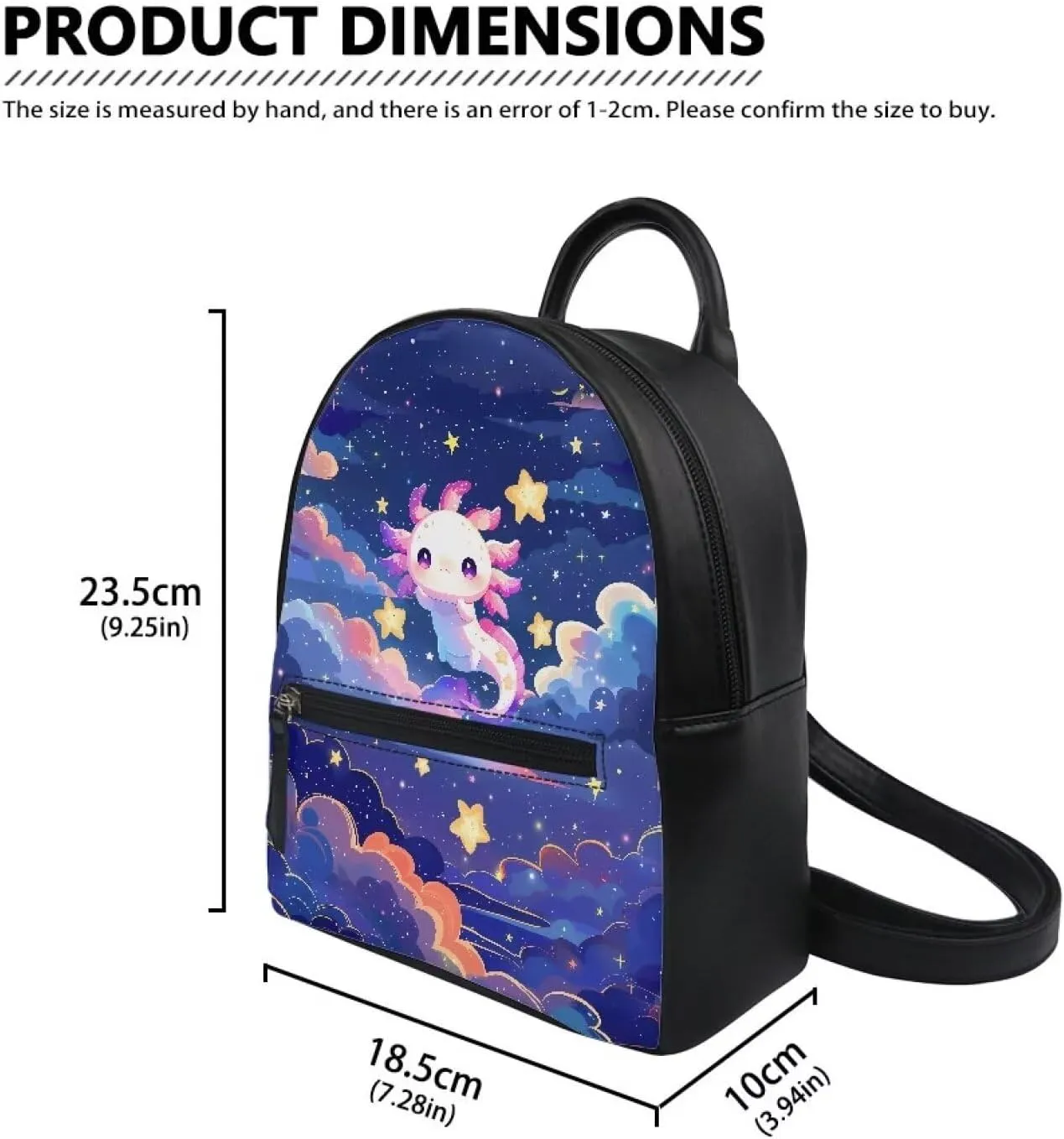 HUGS IDEA Cute Cartoon Axolotl Print Womens Mini Backpack Purse Teens Girls School Travel Shoulder Purse Bagpack Bags