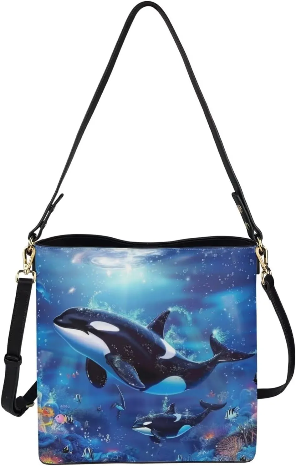 HUGS IDEA Women's Handbag Leather Tote Shoulder Bucket Bags Crossbody Top-handle Bag