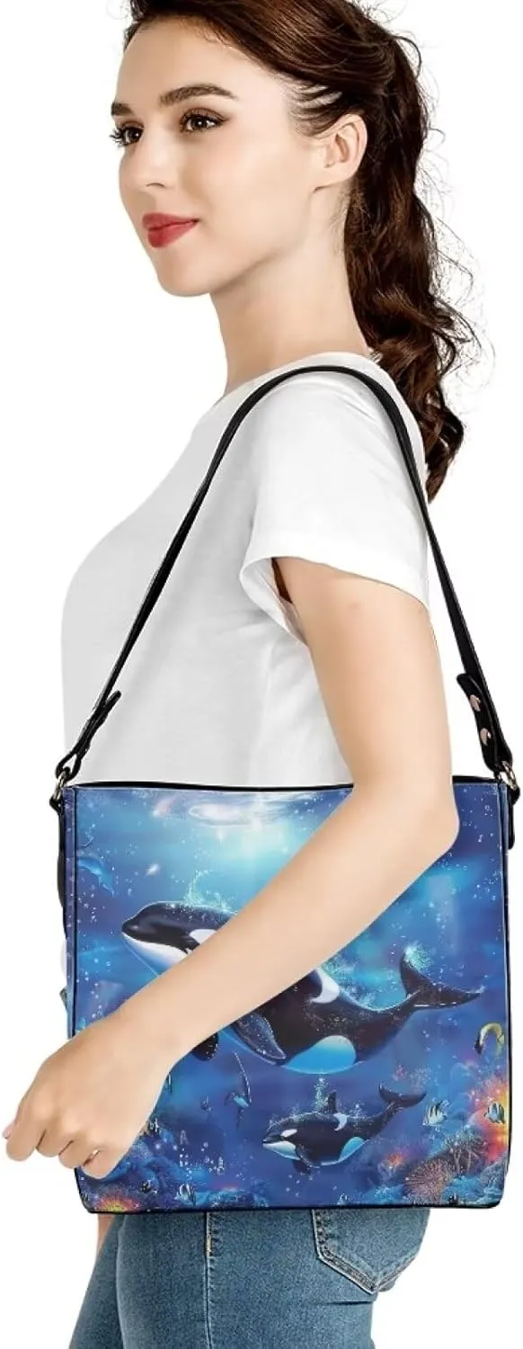 HUGS IDEA Women's Handbag Leather Tote Shoulder Bucket Bags Crossbody Top-handle Bag