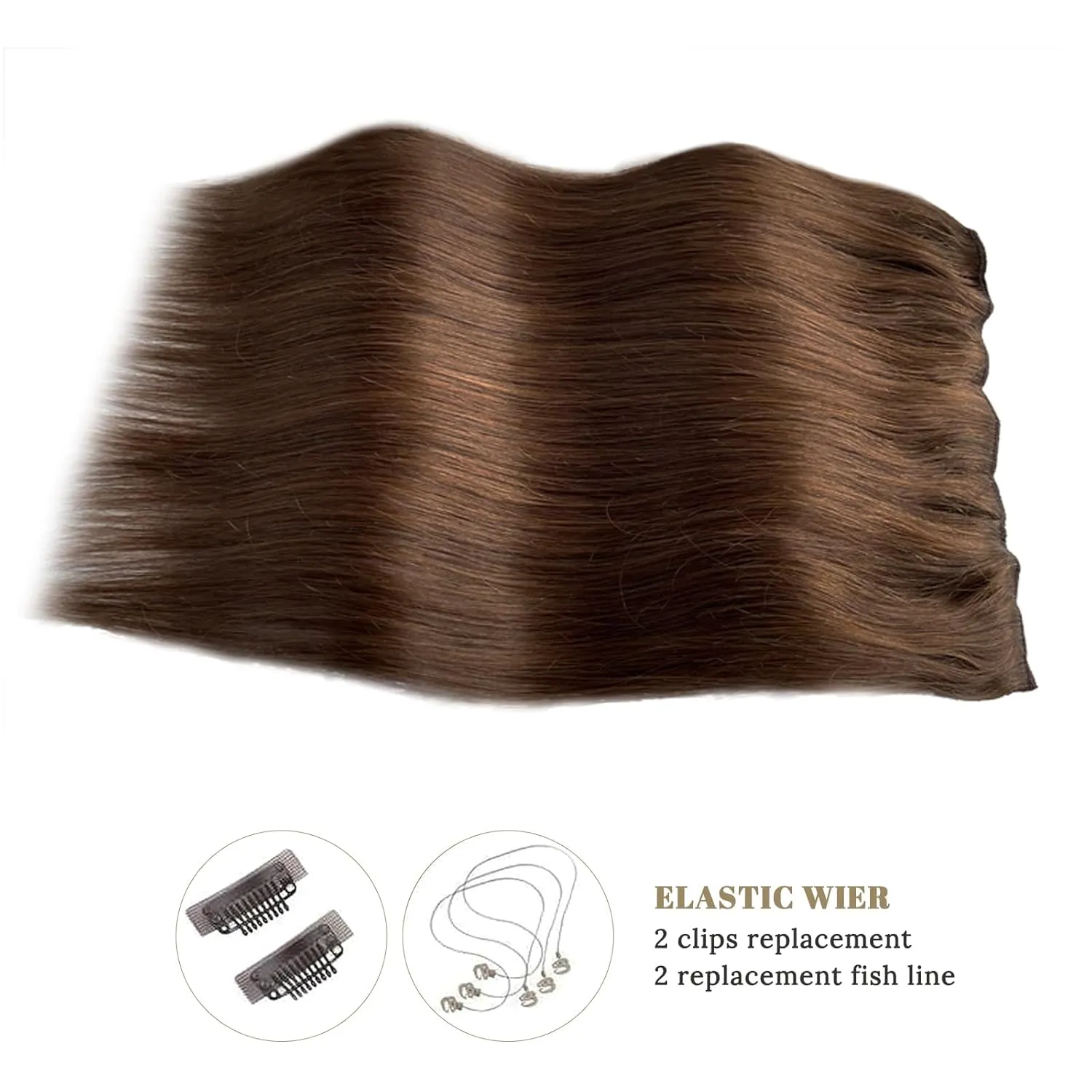 Human Hair Extensions Brown Halos Hair Extensions Human Hair for Full Head Chocolate Brown Clip ins Hidden Wire Hair Extensions Real Human Hair Extensions 80G 18Inch