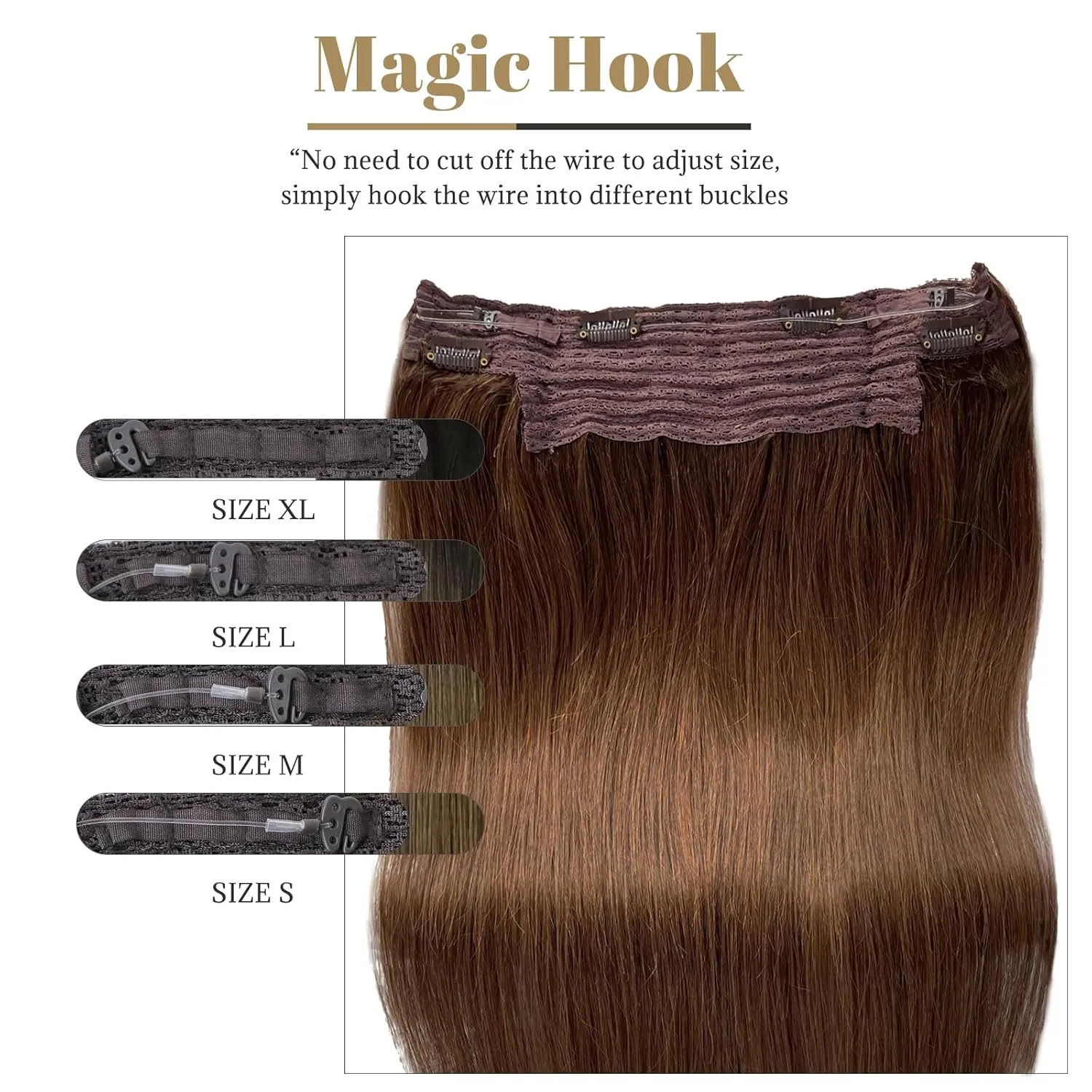 Human Hair Extensions Brown Halos Hair Extensions Human Hair for Full Head Chocolate Brown Clip ins Hidden Wire Hair Extensions Real Human Hair Extensions 80G 18Inch