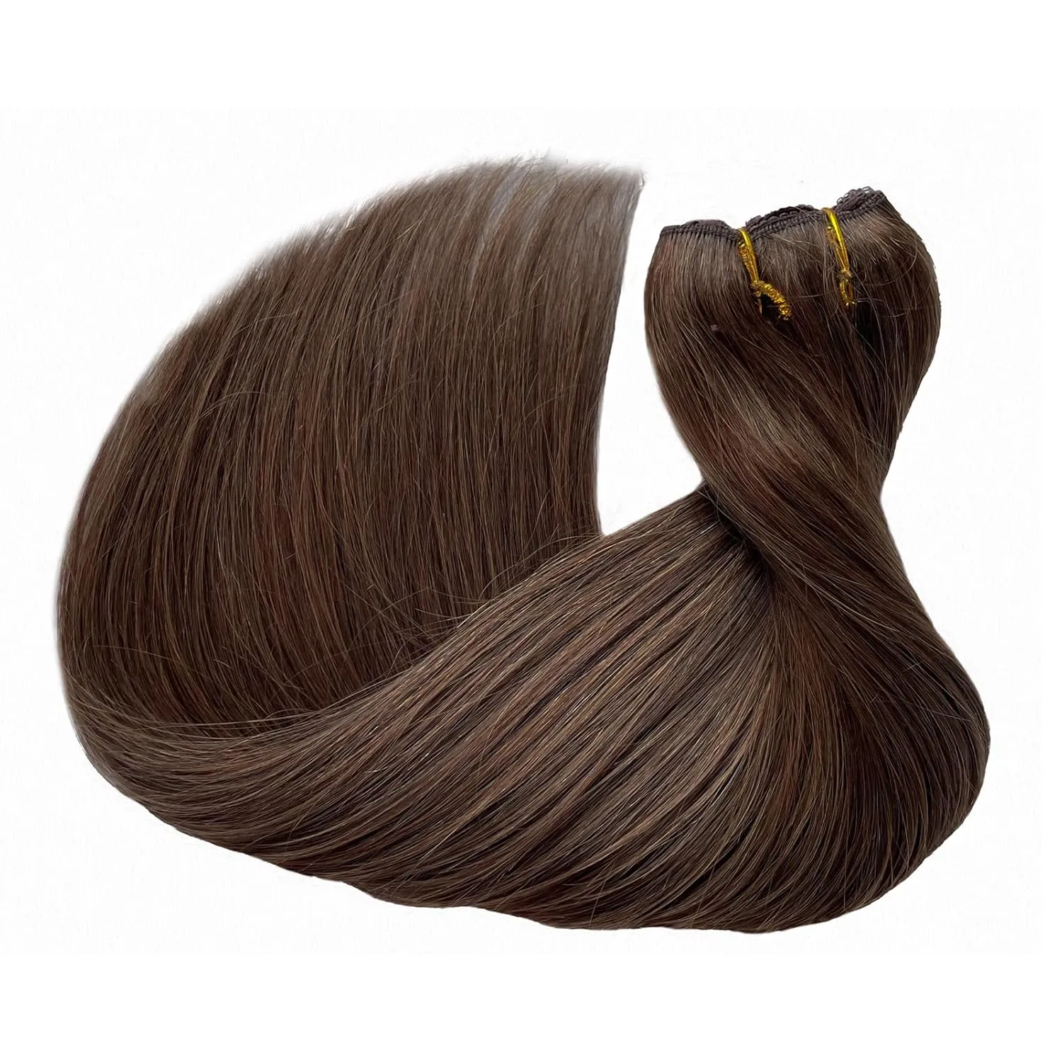 Human Hair Extensions Brown Halos Hair Extensions Human Hair for Full Head Chocolate Brown Clip ins Hidden Wire Hair Extensions Real Human Hair Extensions 80G 18Inch