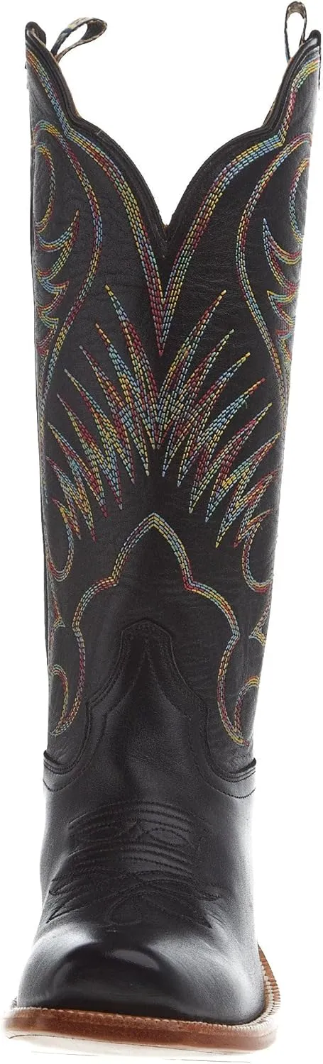 Hyer Womens Leawood Black Top Shelf Cowhide 13 In Black Cowhide Top Cowgirl Boot