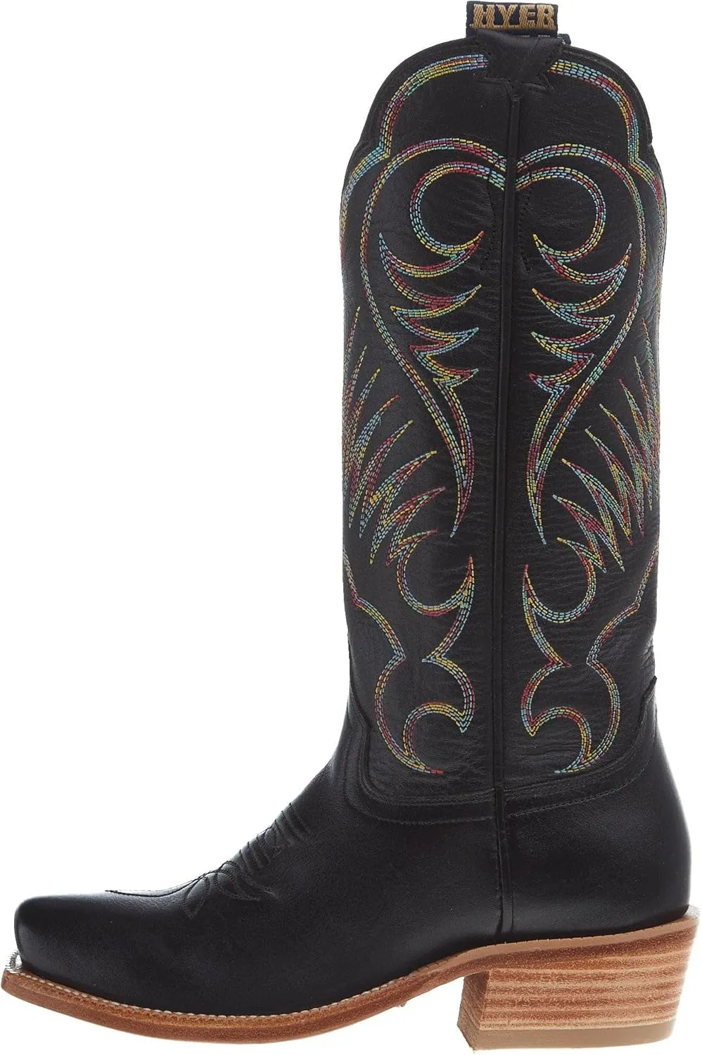 Hyer Womens Leawood Black Top Shelf Cowhide 13 In Black Cowhide Top Cowgirl Boot