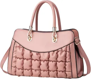 I IHAYNER Quilted Puffy Purses and Handbags for Women Top Handle Satchel Shoulder Bags with Compartments