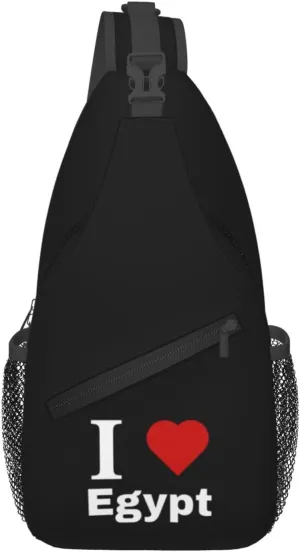 I love Egypt Crossbody Bags For Women Men Chest Backpack Gym Shoulder Bag Travel Outdoor Sports Casual Crossbody Bags