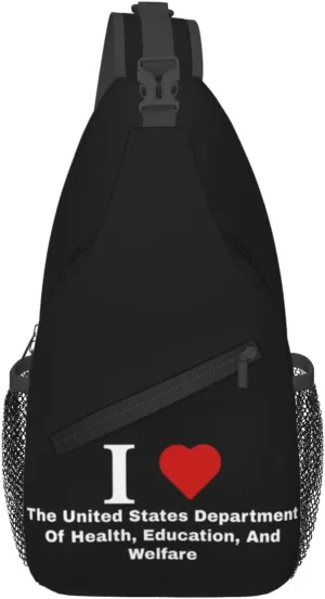 I love The United States Department Of Health, Education, And Welfare Crossbody Bags For Women Men Chest Backpack Gym Shoulder Bag Travel Outdoor Sports Casual Crossbody Bags