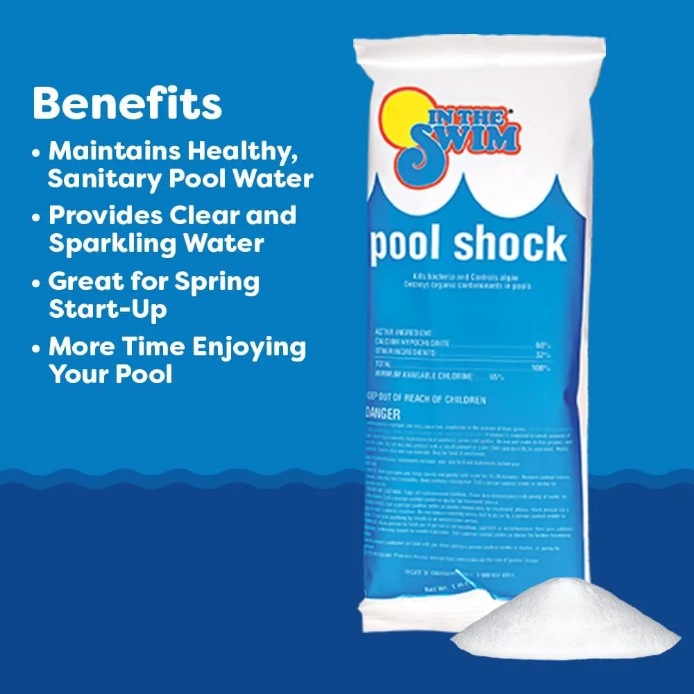 In The Swim Chlorine and Shock Bundle for Sanitizing Swimming Pools – Includes 50 Pound Bucket of 3 Inch Stabilized Chlorine Tablets and 24 x 1 Pound Bags of 68% Cal-Hypo Pool Shock