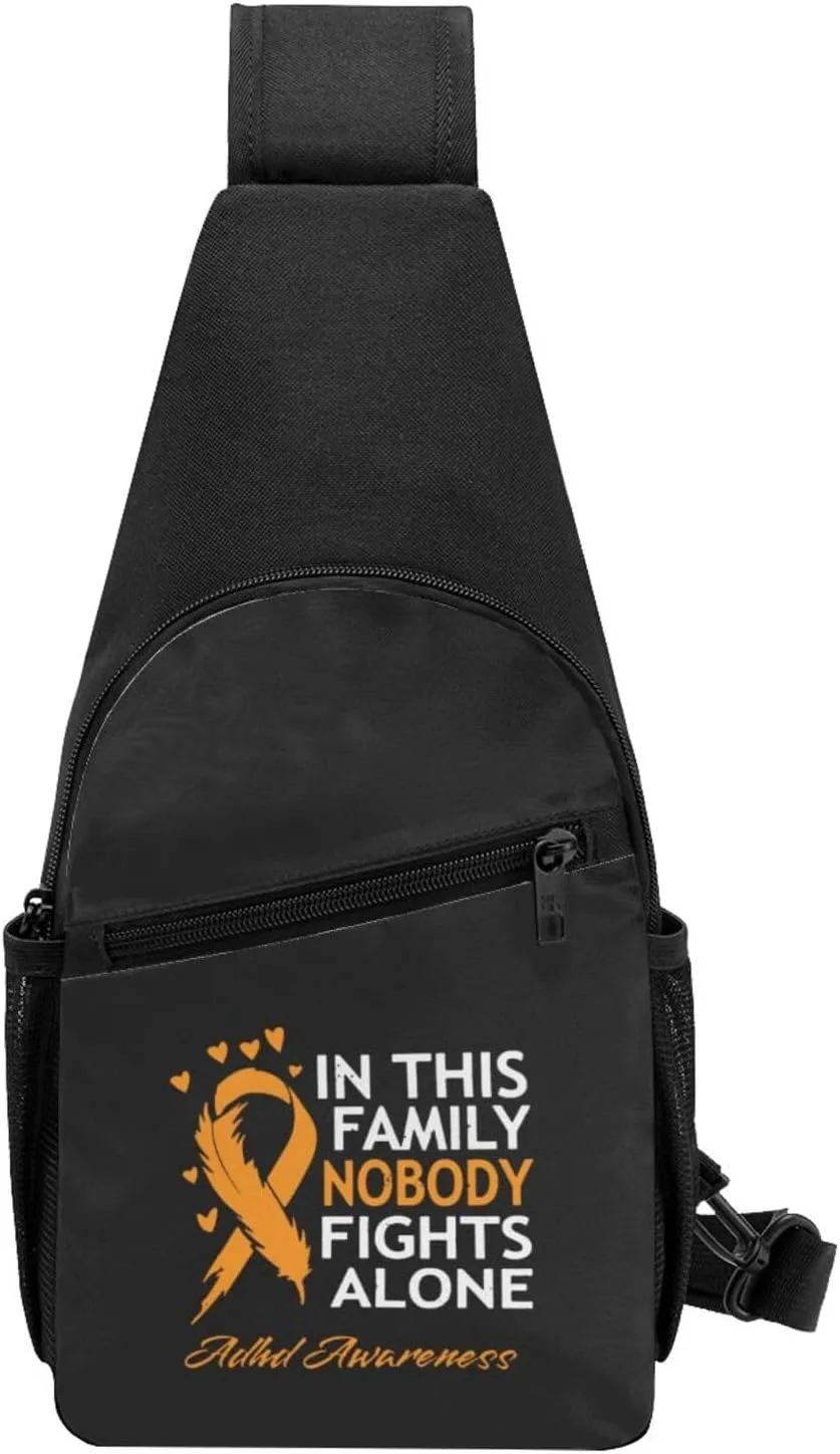 In This Family Nobody Fights Alone Adhd Awareness Chest Pack Leisure Shoulder Crossbody Chest Bag