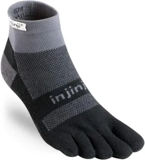 Injinji 2.0 Men's Run Midweight Mini Crew Toesocks, Black/Gray, X-Large