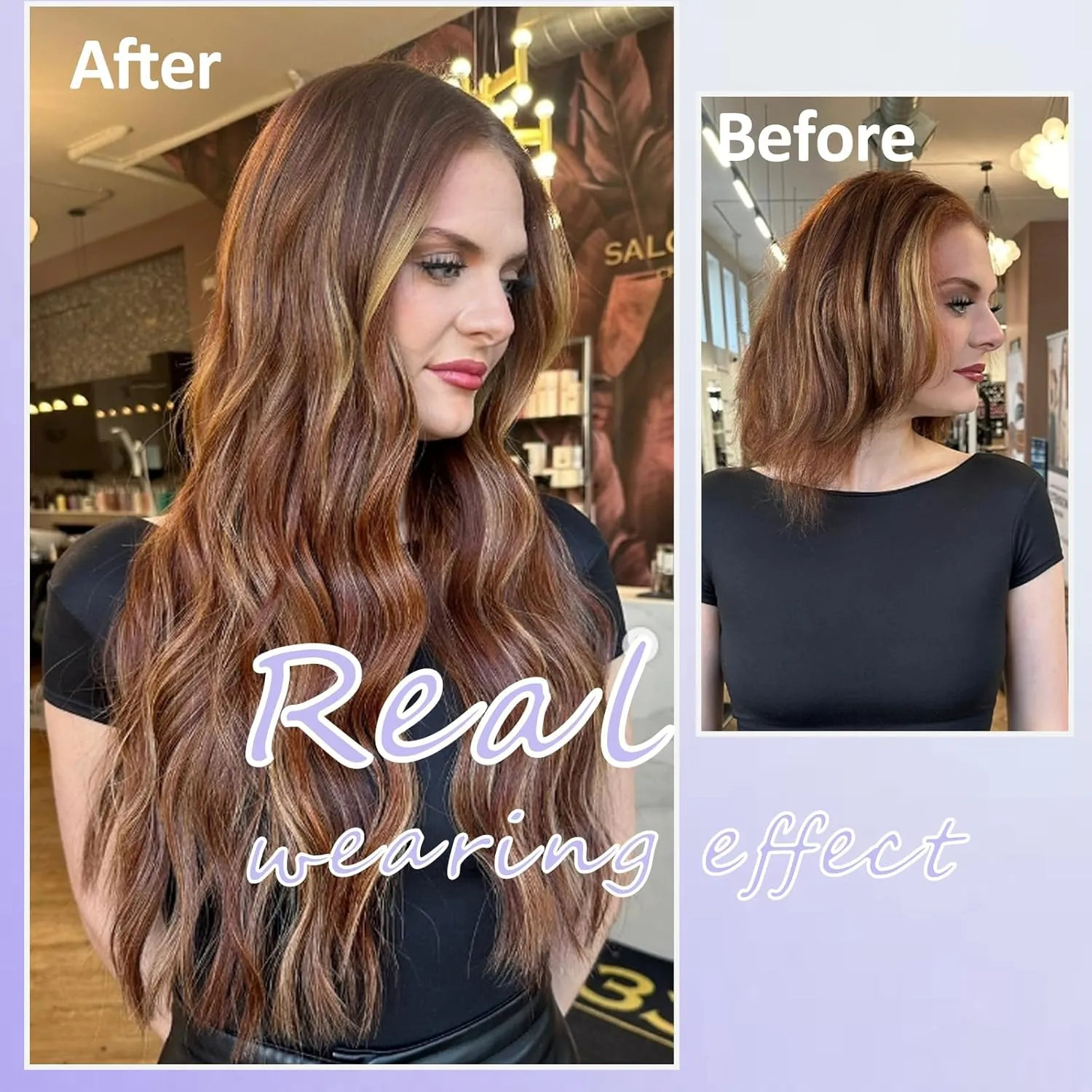 Invisible wire Hair Extensions Real Human Hair with Transparent Wire Adjustable Size Removable Secure Clips in Straight Secret Hairpiece for Women (18 Inch,1BT4P1B)
