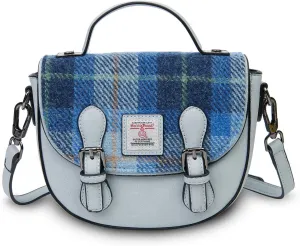 Islander® The Mini Cobble Satchel - Small Ladies Satchel With HARRIS TWEED - Blue Tartan, Blue Tartan, Mini