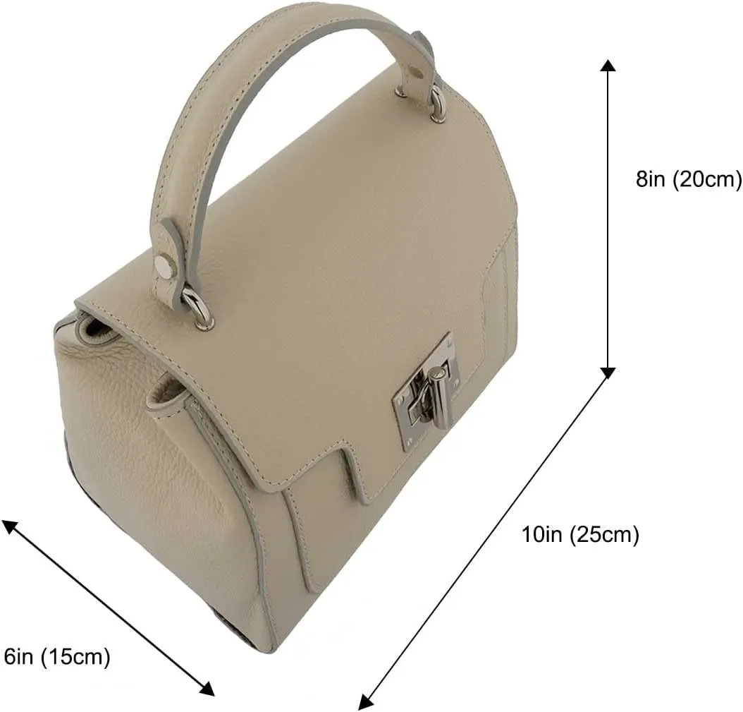 Italian Genuine Leather Satchel Top Handle Handbag Purse For Women