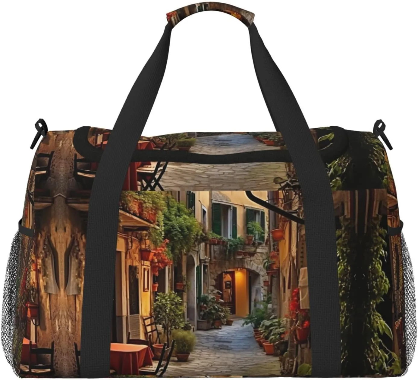 Italian Old Street print Weekender Overnight Carry On Bag Gym Luggage Bag Duffel Bag for Travel Women
