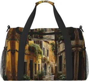 Italian Old Street print Weekender Overnight Carry On Bag Gym Luggage Bag Duffel Bag for Travel Women