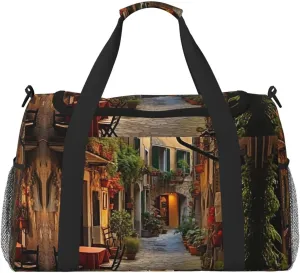 Italian Old Street print Weekender Overnight Carry On Bag Gym Luggage Bag Duffel Bag for Travel Women