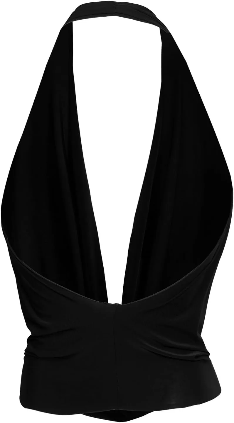 J. LOVNY Womens Womens Lightweight Low Cut Halter Top S-3XL