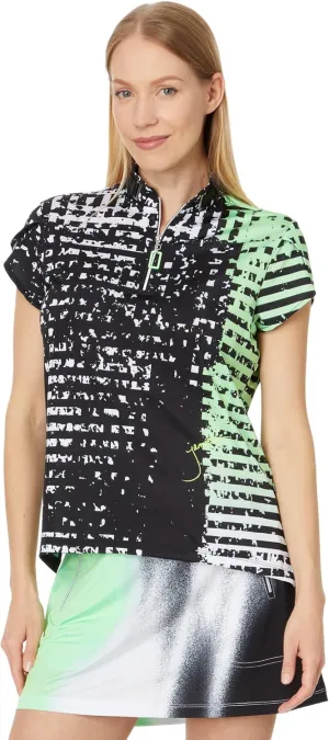 Jamie Sadock Women's Distressed Plaid Short Sleeve Top