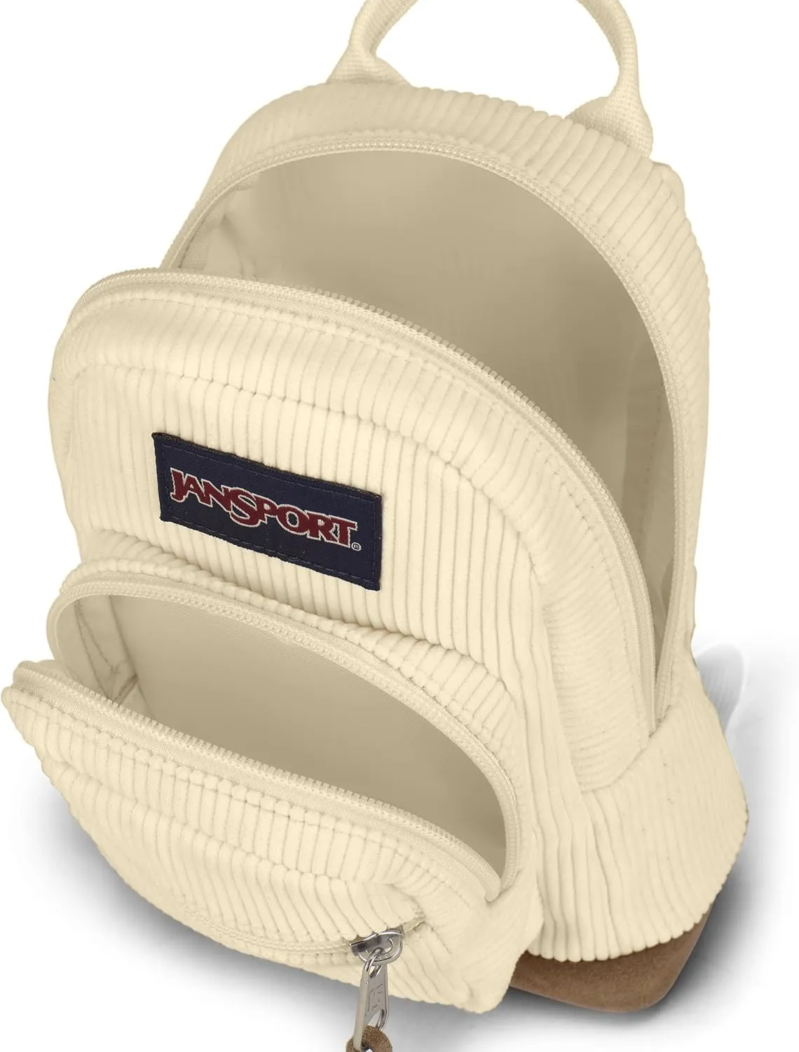 JanSport Right Pack Mini Expressions – Compact Backpack with Large Main Compartment, Front Utility Pocket, and Zippered Stash Pocket, Coconut Corduroy
