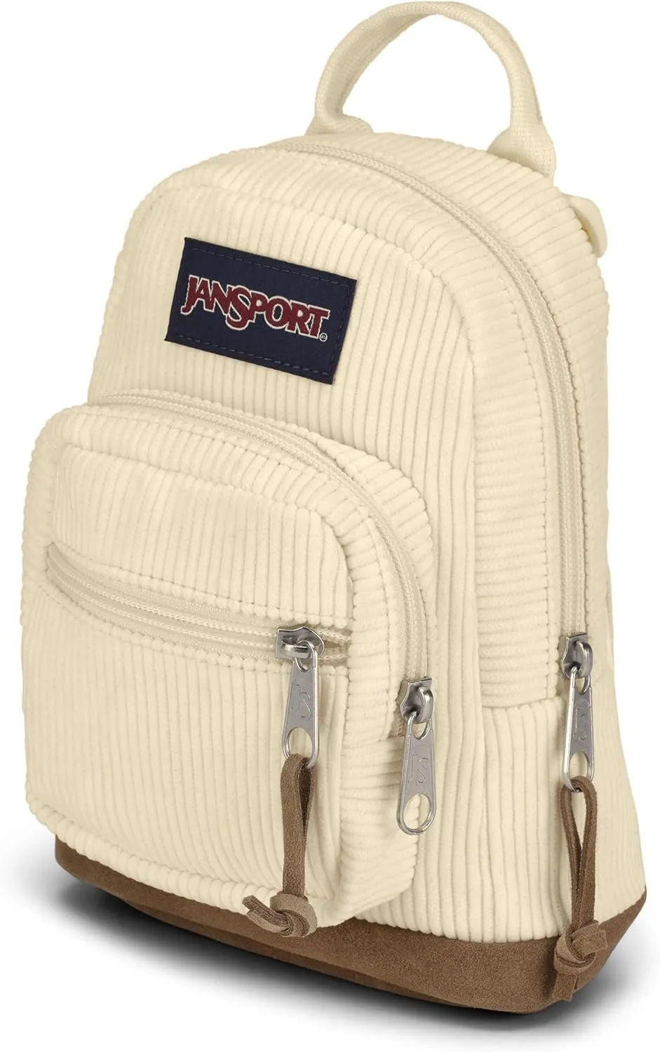 JanSport Right Pack Mini Expressions – Compact Backpack with Large Main Compartment, Front Utility Pocket, and Zippered Stash Pocket, Coconut Corduroy