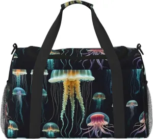 Jellyfish ocean print Weekender Overnight Carry On Bag Gym Luggage Bag Duffel Bag for Travel Women