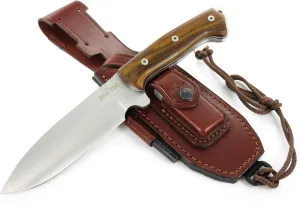 JEO-TEC Nº39 Full Tang Knife for Bushcraft Survival Hunting Fishing Camping, Fixed Blade 11" MOVA Steel, Sheath and Fire Starter - Handmade